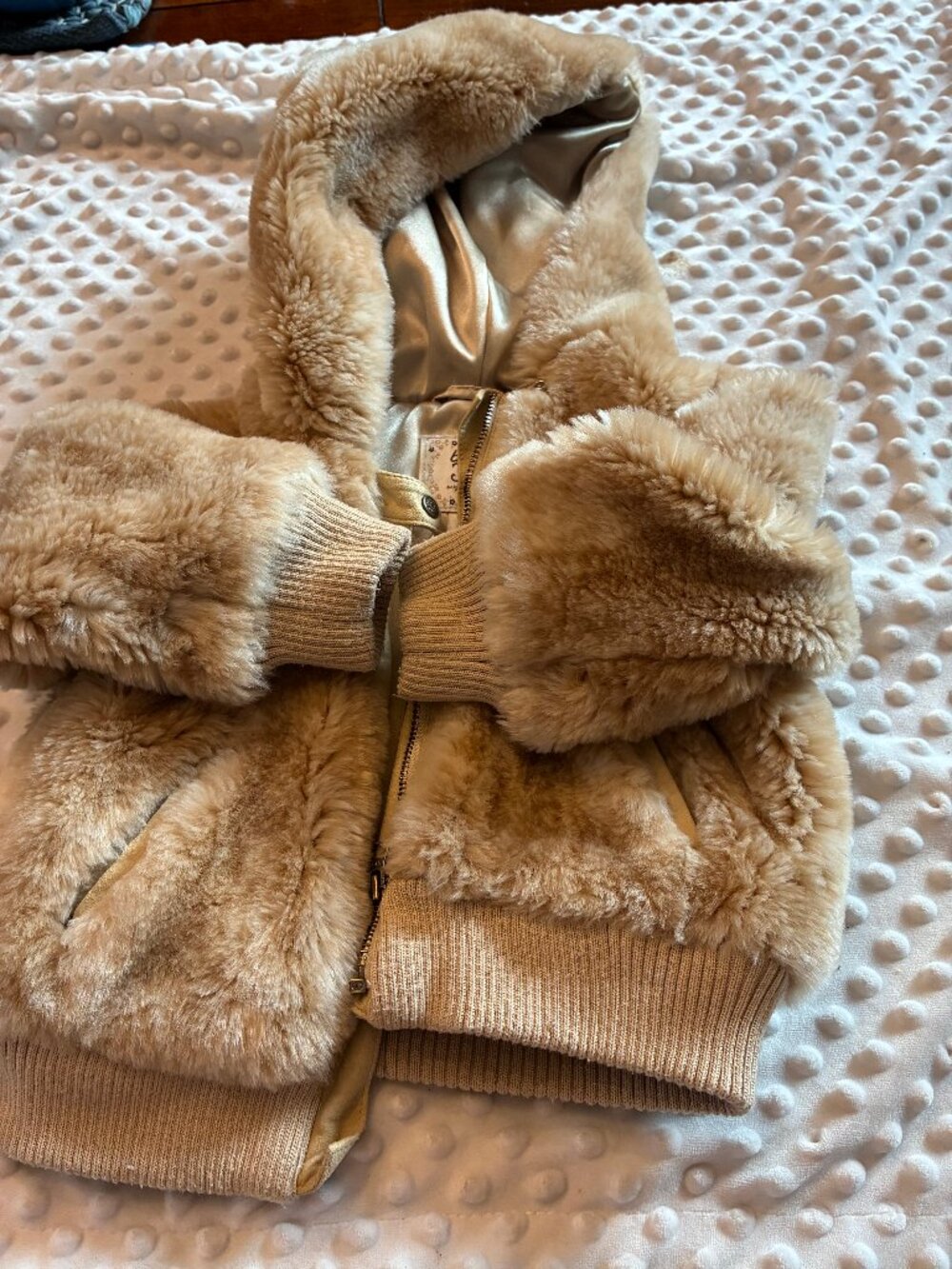 Baby Gap  Faux Fur Hooded Jacket  Light Taupe  18 24M